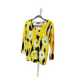 Adrian Vittadini gold button down sweater… Floral abstract… Size L